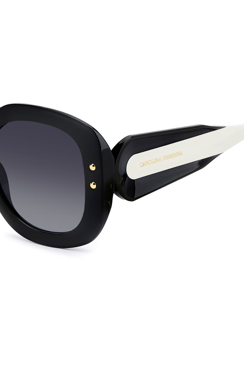 Carolina Herrera 53mm Gradient Rectangular Sunglasses with Removable Chain, Alternate, color, Black/ Dark Grey Sf