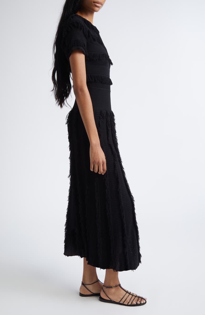 Max Mara Grazia Fringe Sweater Dress, Alternate, color, Black