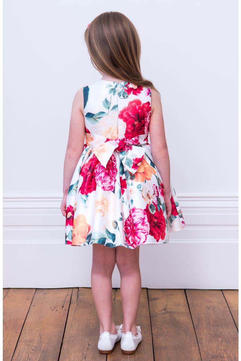 Frill Front Satin Party Dress, Alternate, color, IVORY