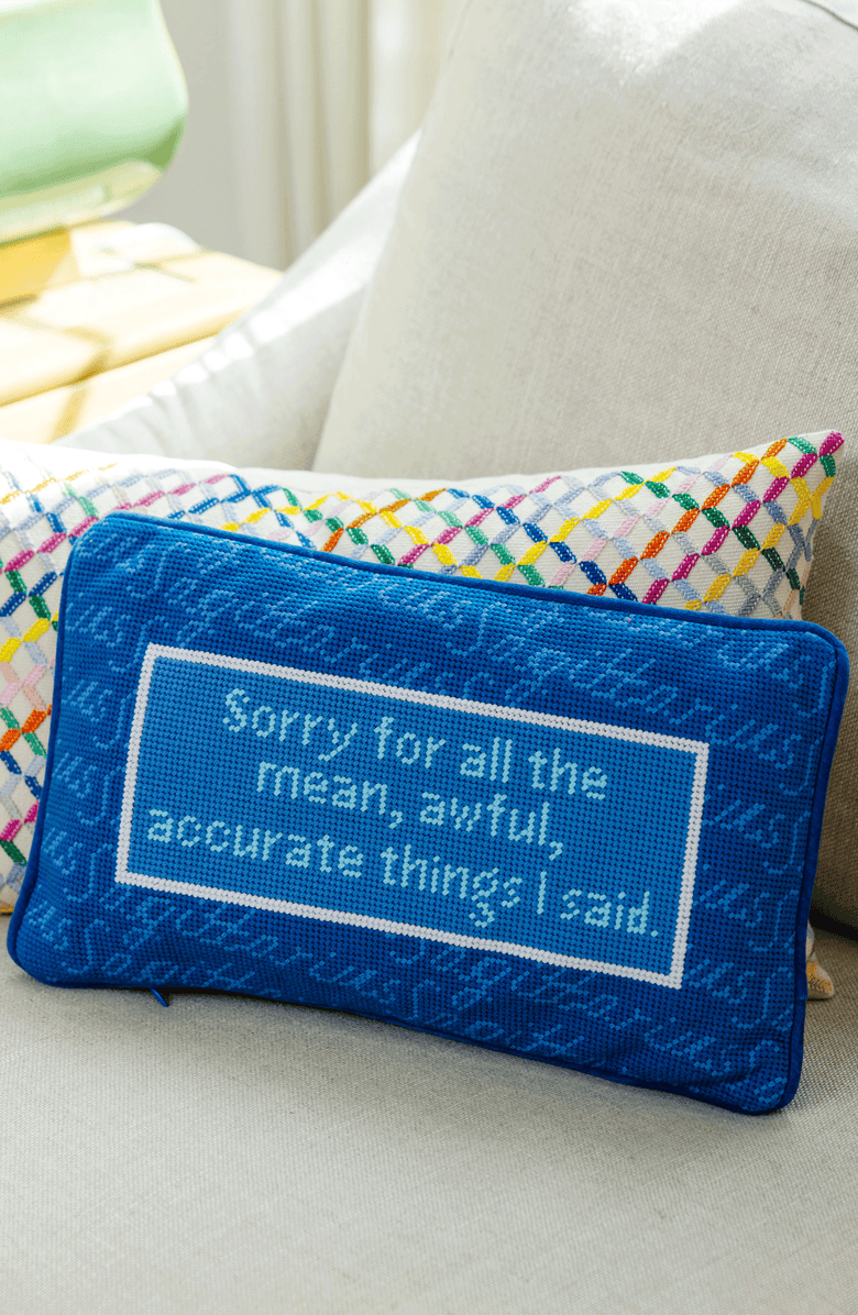 Furbish Sagittarius Needlepoint Pillow, Alternate, color, Blue