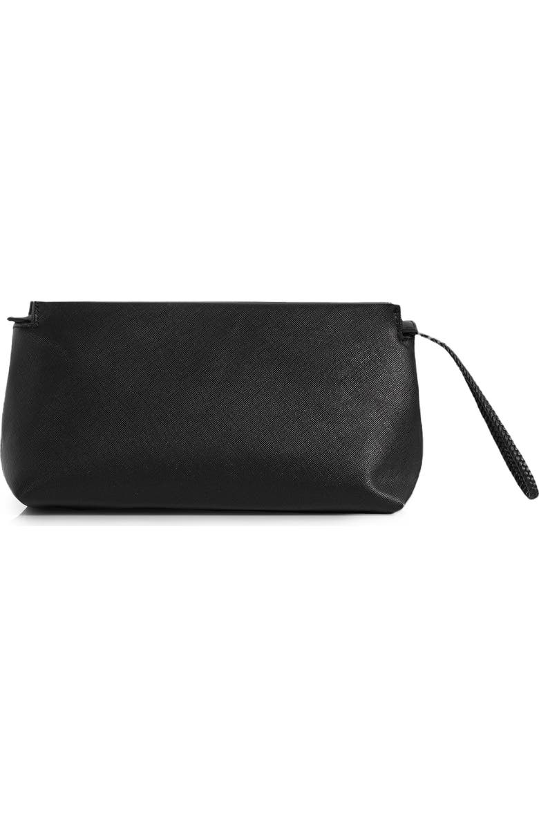 Manière De Voir Jessy Textured Leather Washbag, Alternate, color, Black