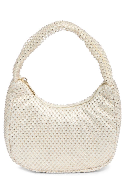 Madden Girl Rhinestone Mesh & Satin Mini Shoulder Bag In Cream