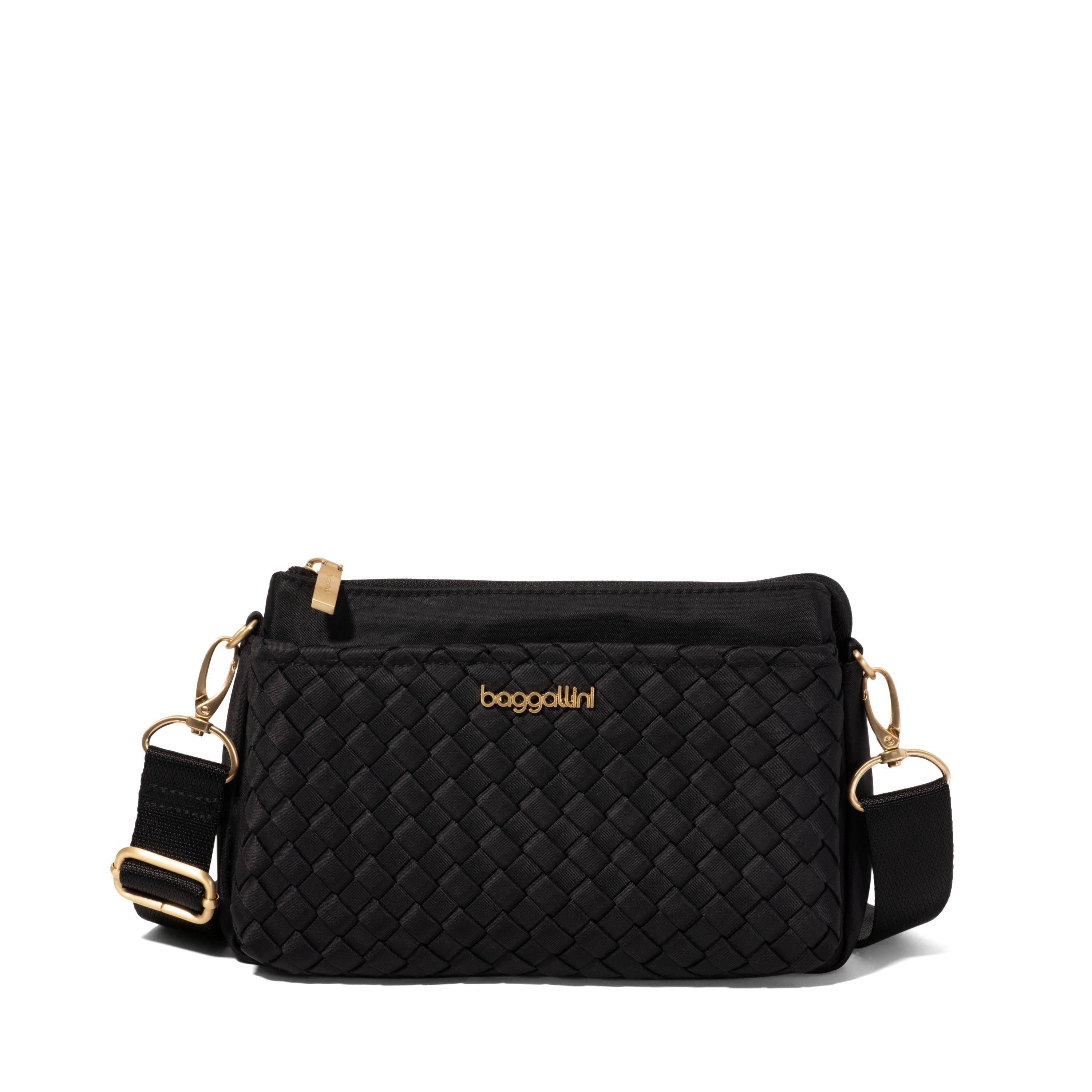BAGGALLINI Perry Woven Crossbody, Main, color, Black Woven Twill