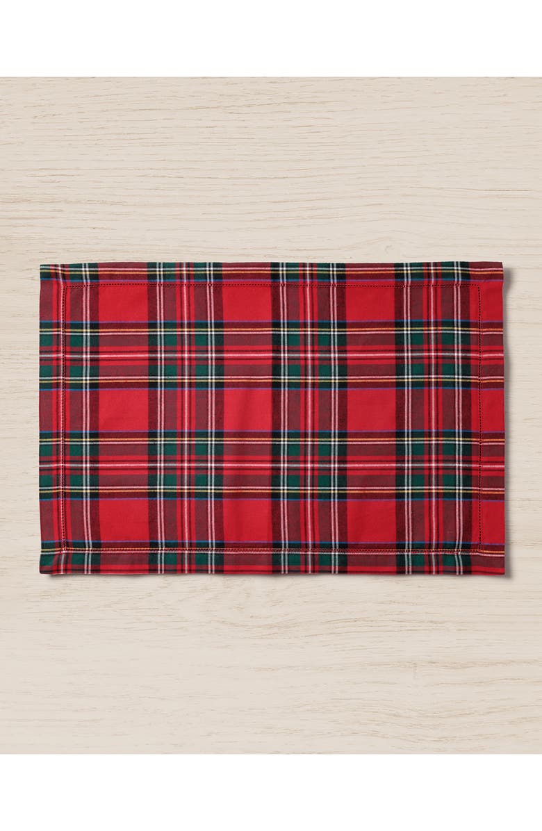 Petite Plume Imperial Tartan Plaid Set of 4 Placemats, Alternate, color, Red