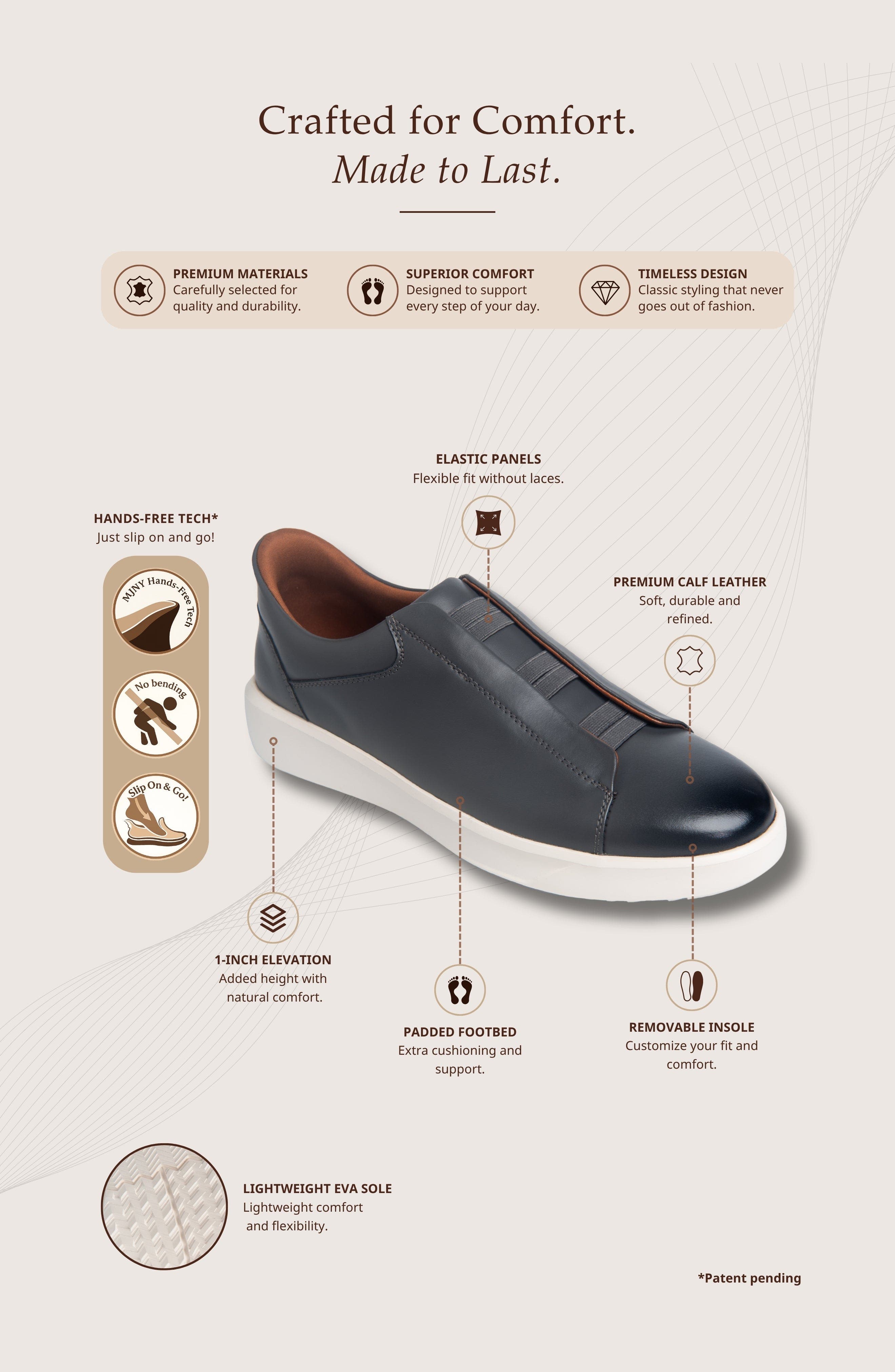 Allen Street Hands Free Technology Lightweight Leather Sneaker, Alternate, color, Grey Napa Leather