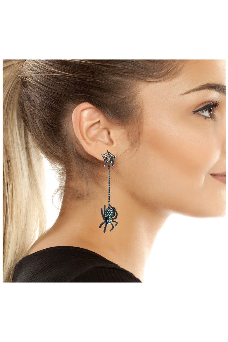 Spider Web Linear Drop Earrings, Alternate, color, GREEN