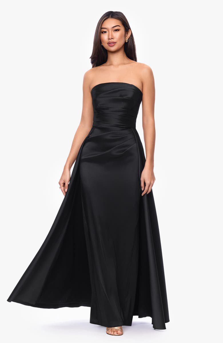 Xscape Evenings Mikado Strapless Gown, Alternate, color, Black