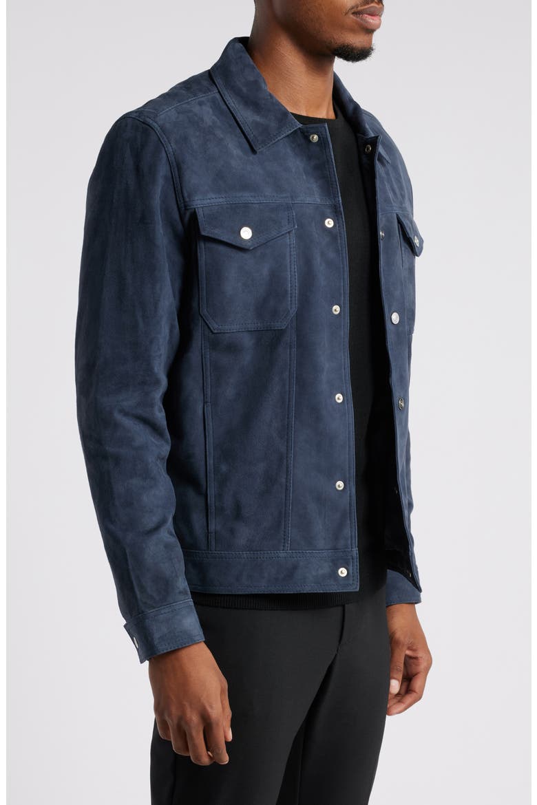 Nico Suede Trucker Jacket, Alternate, color, AIRFORCE BLUE