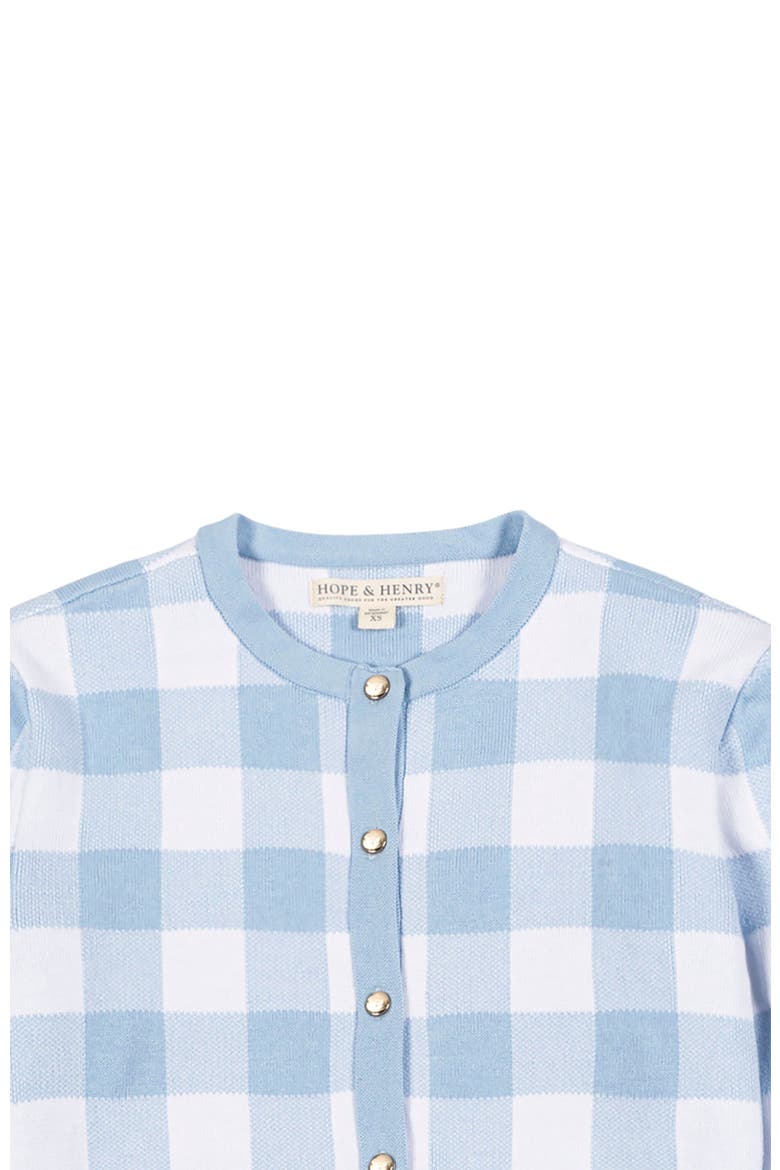 Women's Organic Tweed Sweater Cardigan, Alternate, color, Classic Blue Gingham