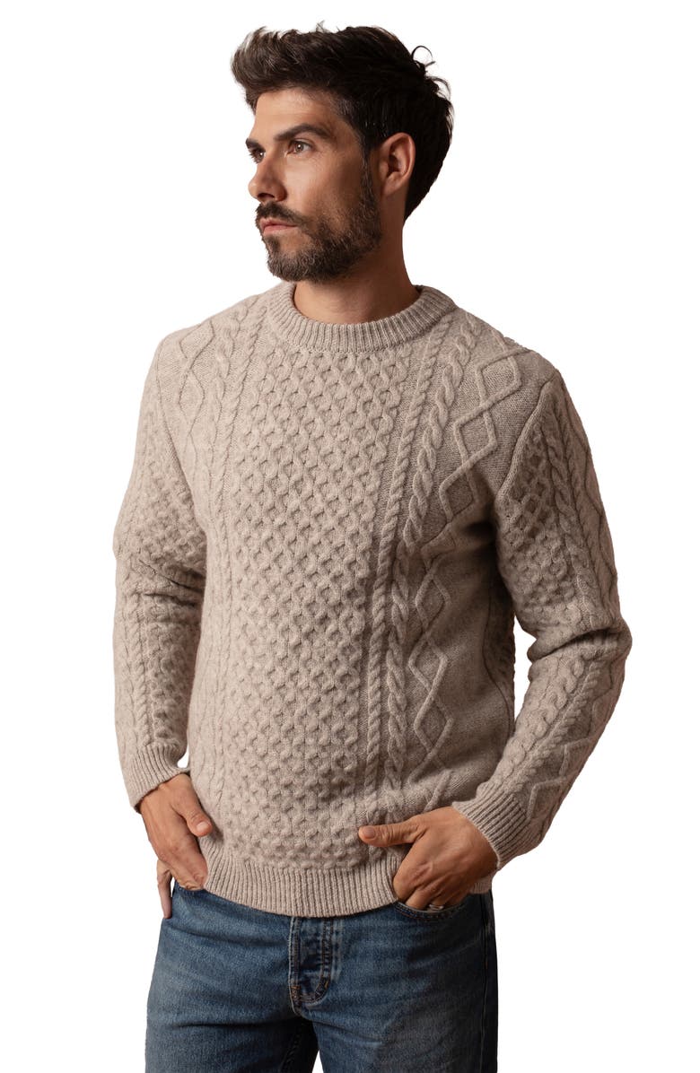 Celtic & Co. Cable Sweater, Alternate, color, Oatmeal Fleck