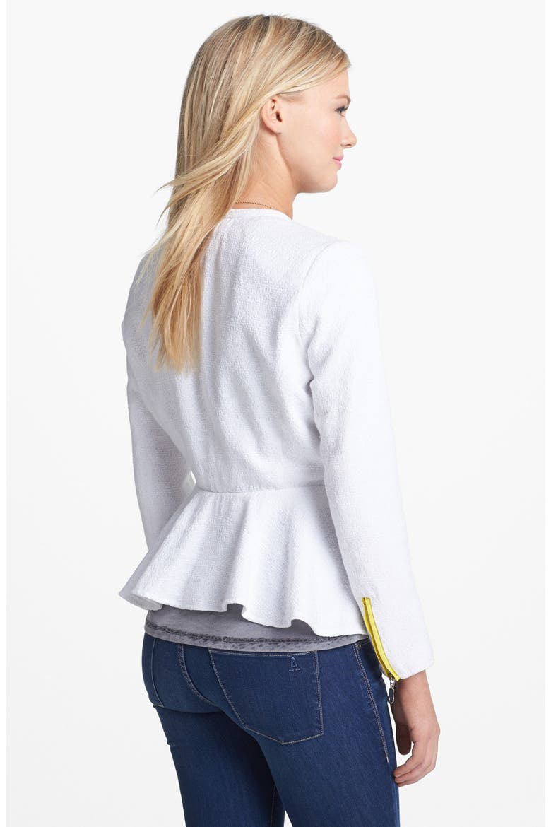 B.C.N.U. Peplum Jacket, Alternate, color, WHITE/ YELLOW