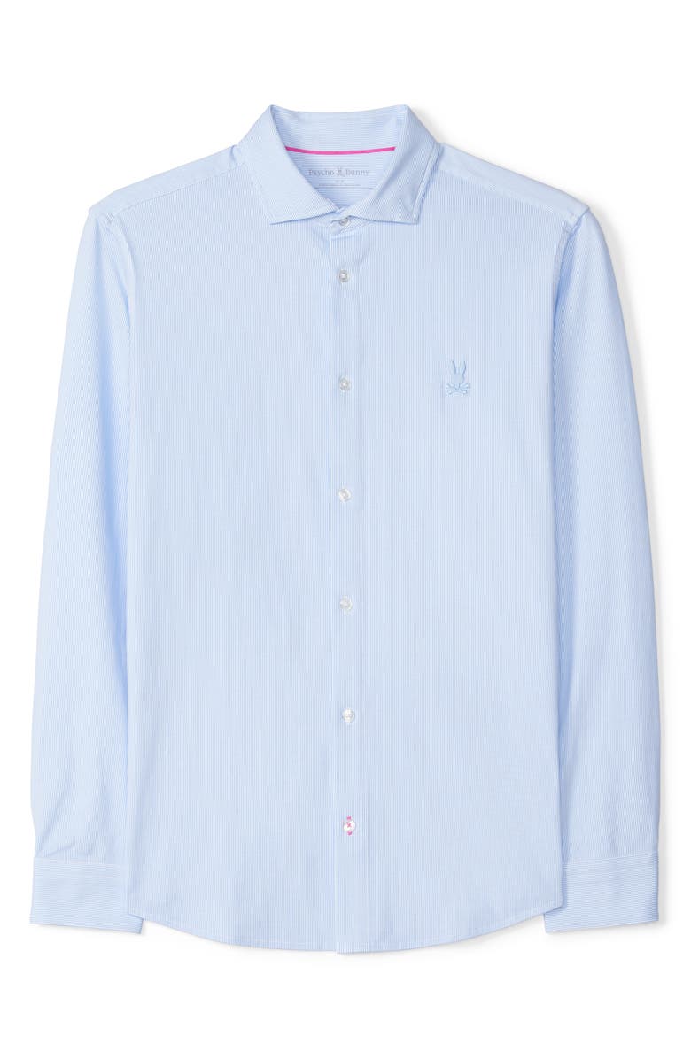 Psycho Bunny Brook Stripe Knit Button-Up Shirt, Alternate, color, 