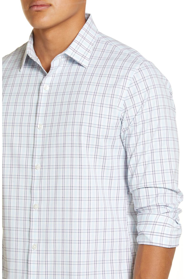 Tech Slim Fit Check Button-Up Shirt, Alternate, color, COLLINS PLAID - PINK ORCHID