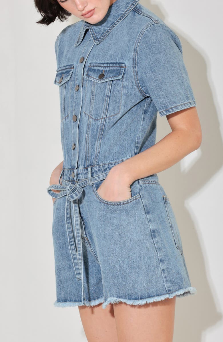 FREEMARKET Washed Denim Romper, Alternate, color, Indigo