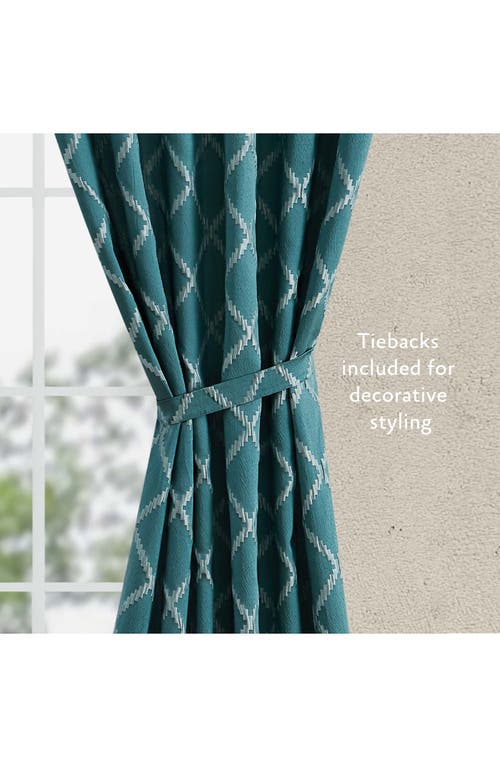 Jessica Simpson Lynee Geometric Satin Jacquard Blackout Curtains In Teal