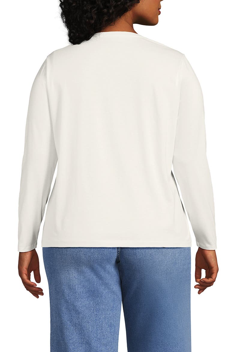 Supima Cotton Long Sleeve V-Neck T-Shirt, Alternate, color, Ivory
