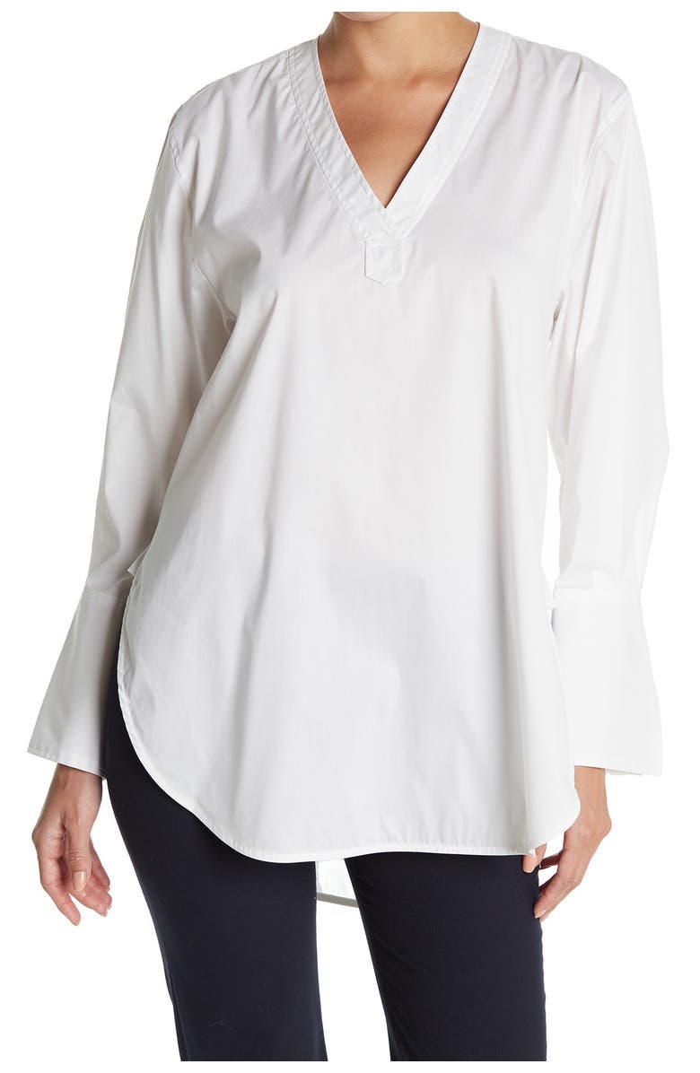 SEVENTY VENEZIA V-Neck Poplin Stretch Top, Main, color, 