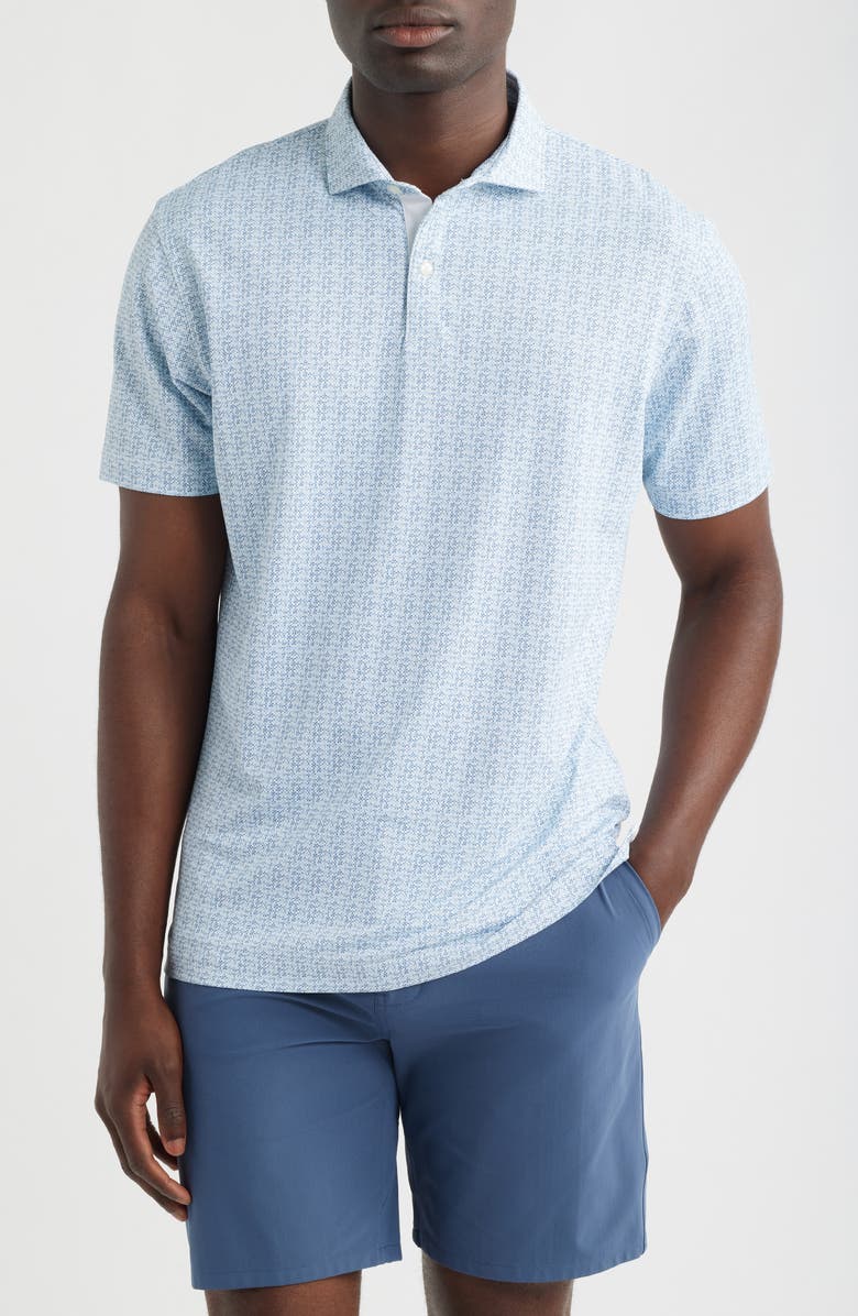 johnnie-O Vintage Floral Performance Jersey Polo, Main, color, Carbon Fiber