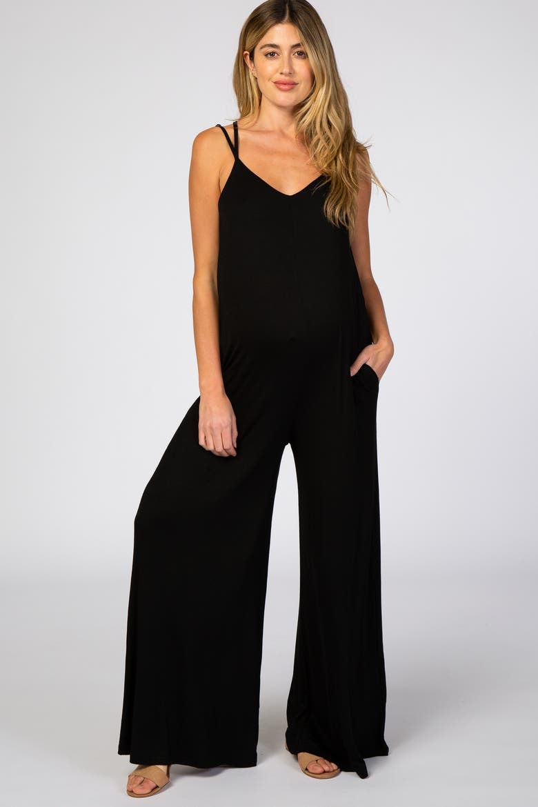 Cross Back Wide Leg Jumpsuit, Main, color, Black
