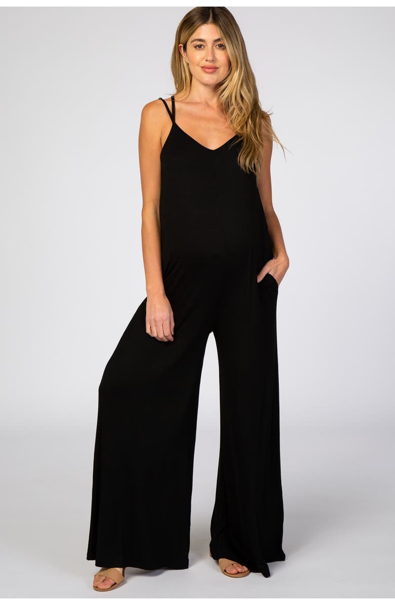 PinkBlush Cross Back Wide Leg Jumpsuit, Main, color, Black