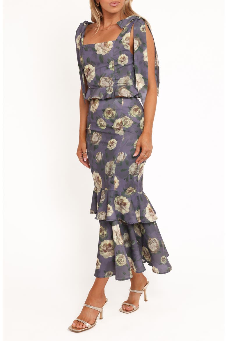 Luna Floral Crop Peplum Tank & High Waist Skirt Set, Alternate, color, LAVENDER FLORAL