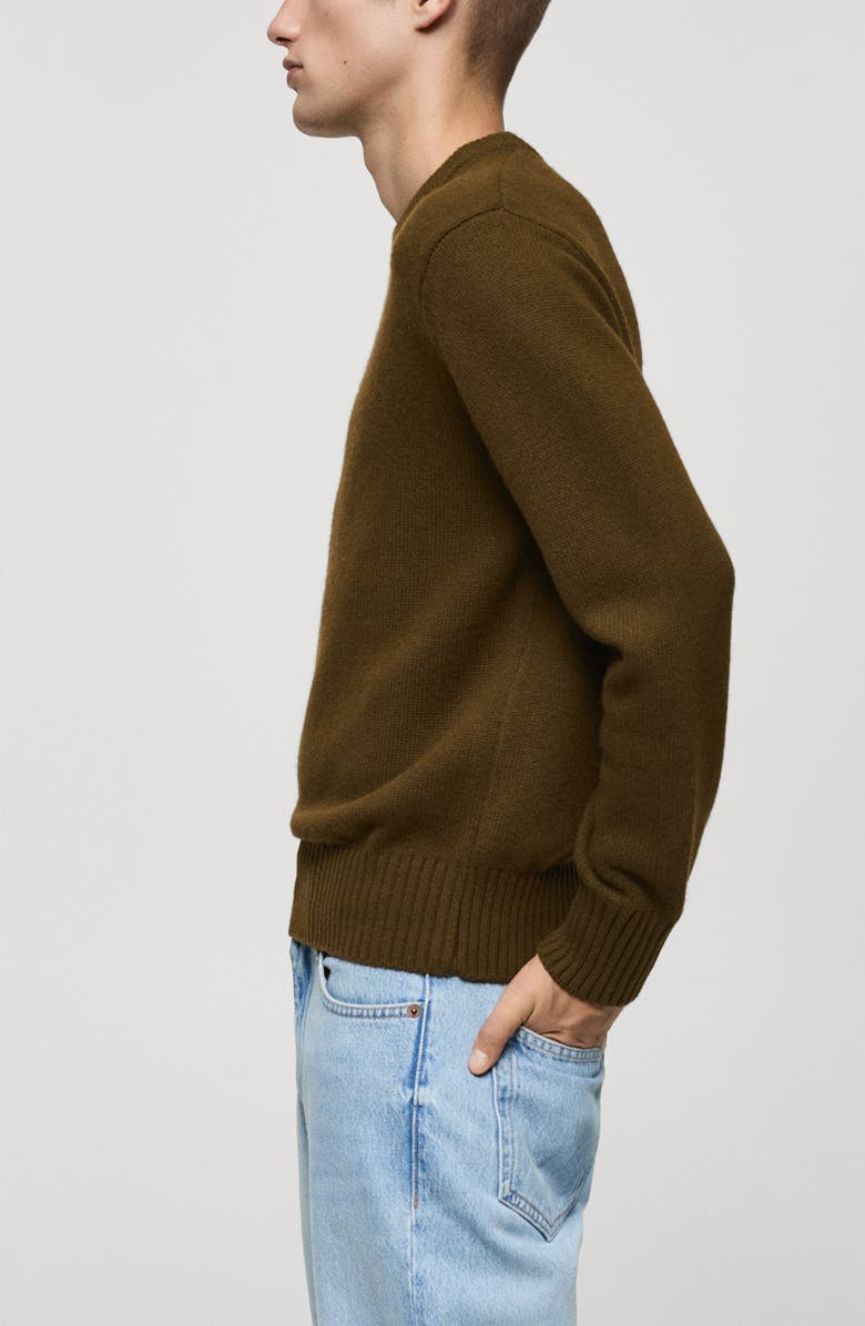 MANGO Crewneck Sweater, Alternate, color, Olive Green