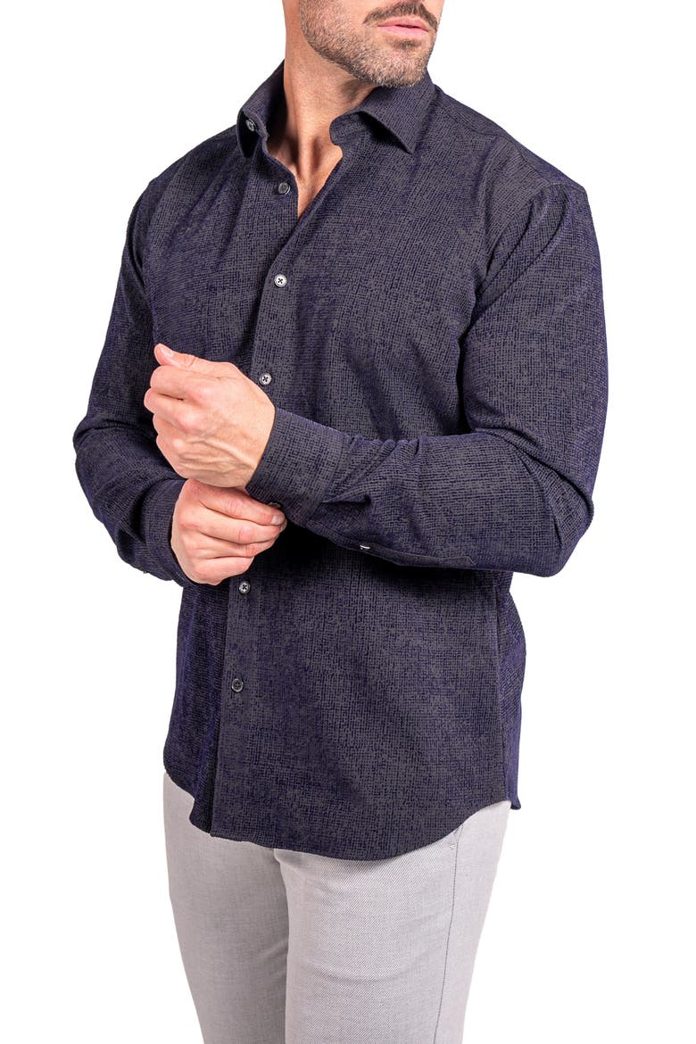 Fibonacci Ascension Contemporary Fit Button-Up Shirt, Alternate, color, BLACK