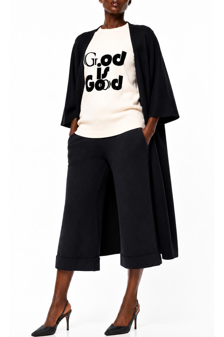 Wide Cuff Sweater Pants, Alternate, color, BLACK