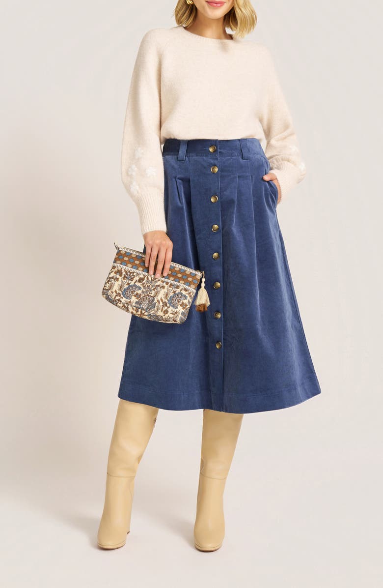 matty m. Daphne Floral Embroidery Sweater, Alternate, color, Heather Oatmeal