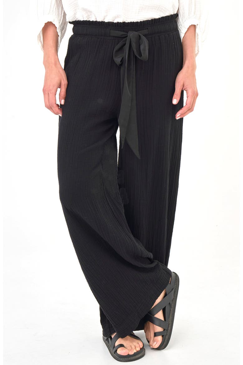 Gauze Palazzo Pant, Main, color, Black