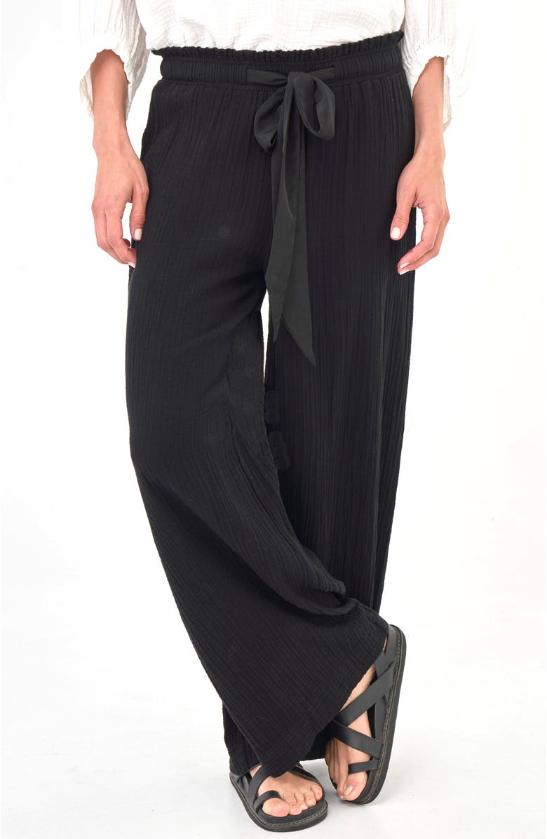 ocean+main Gauze Palazzo Pant, Main, color, Black