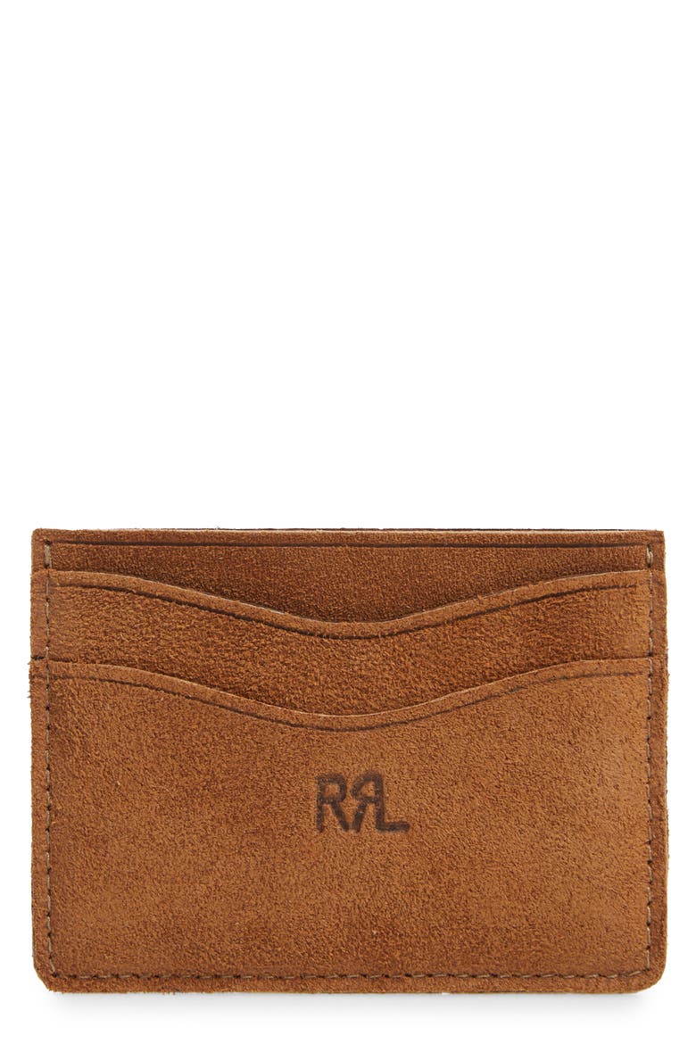 RRL Suede Cardholder, Main, color, LIGHT JAVA