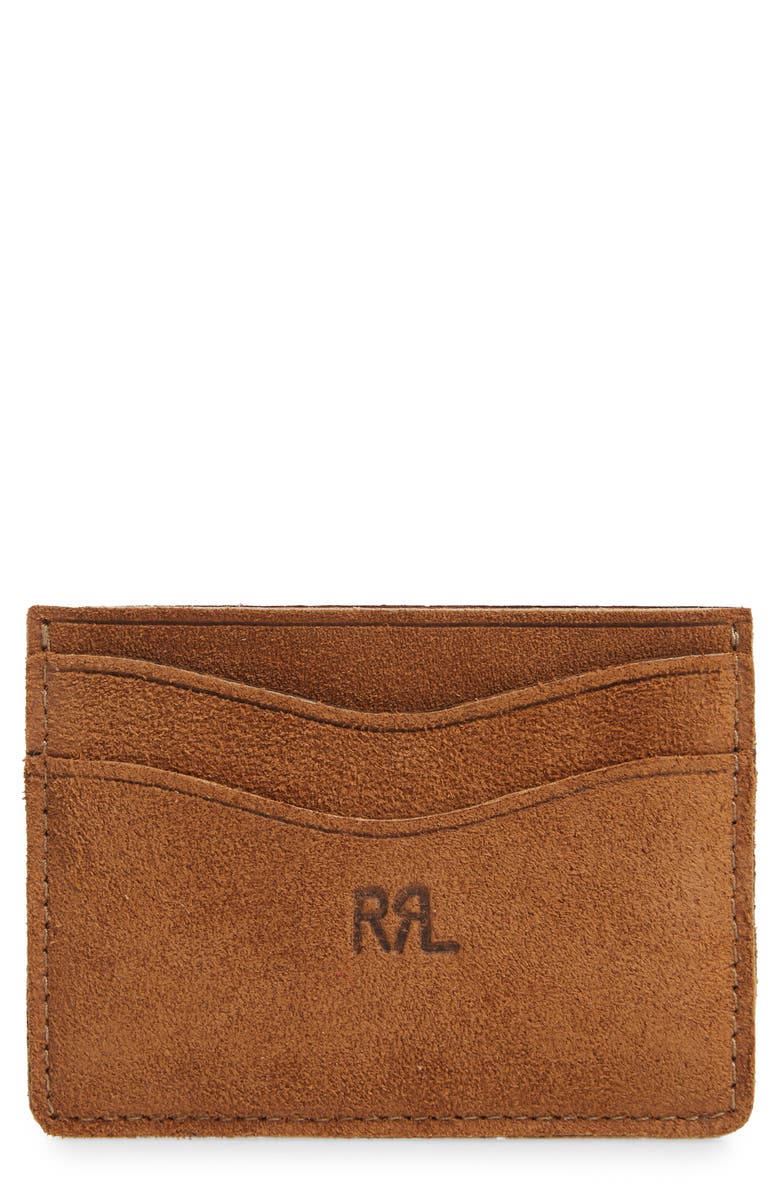 Double RL RRL Suede Cardholder, Main, color, 