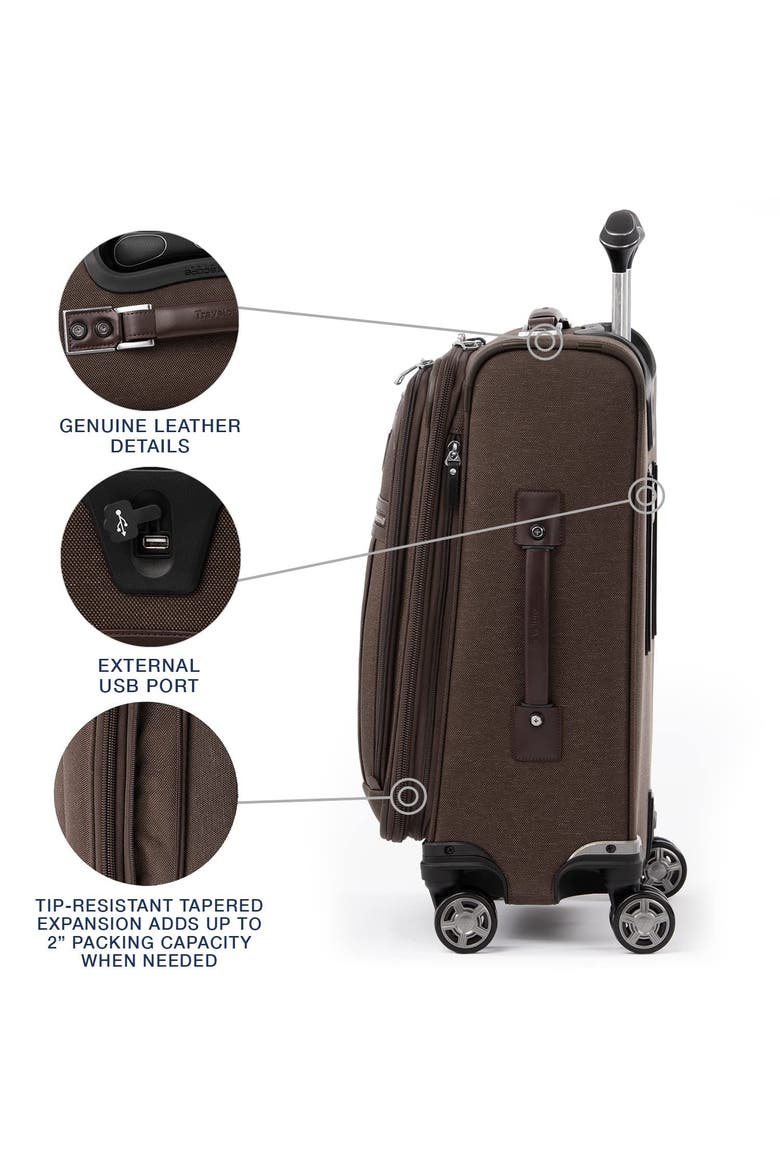 Platinum Elite Softside Expandable 21" Carry On Spinner Luggage, Alternate, color, Rich Espresso Brown