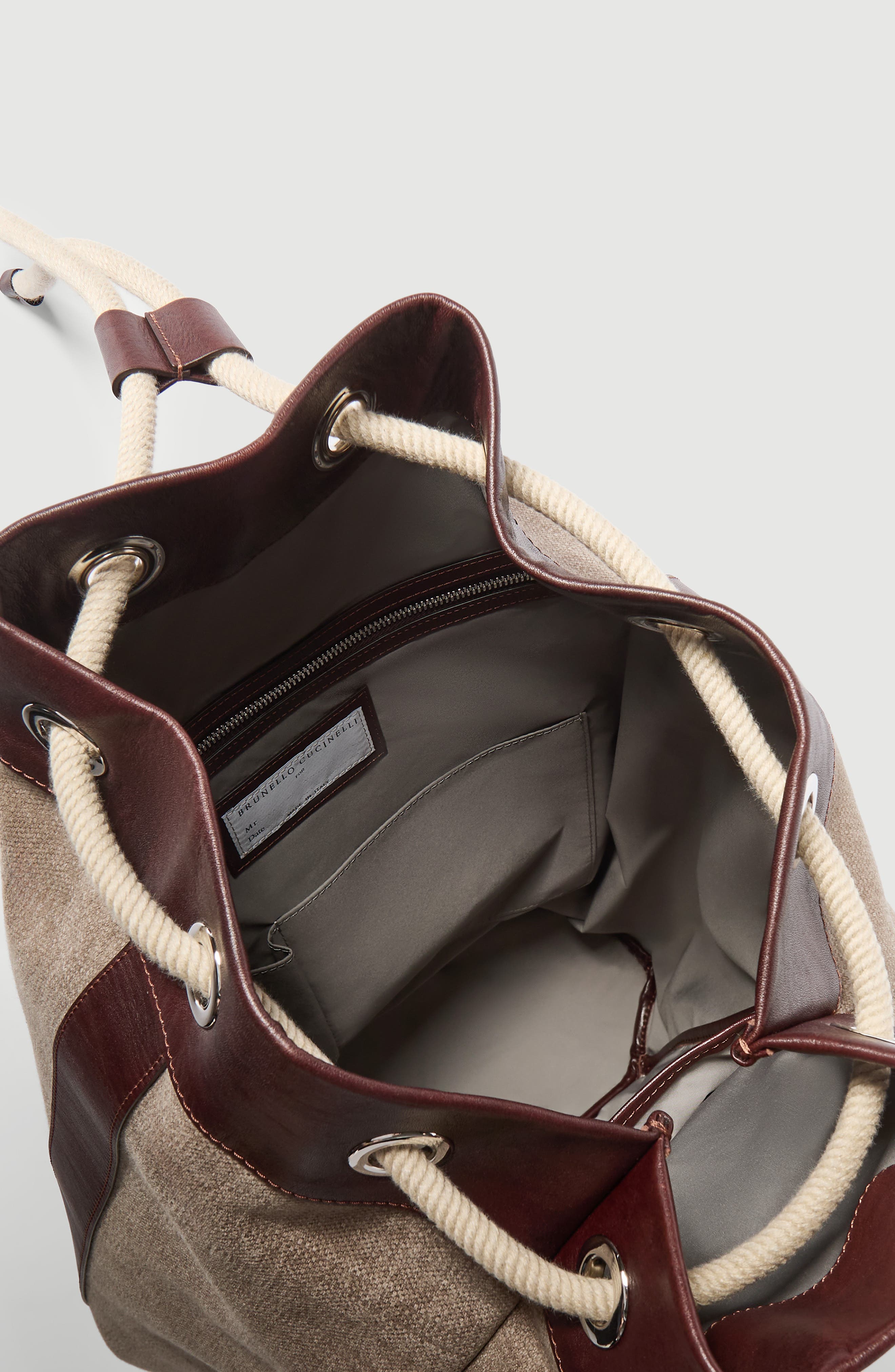 Brunello Cucinelli Water-resistant drawstring backpack, Alternate, color, Leather