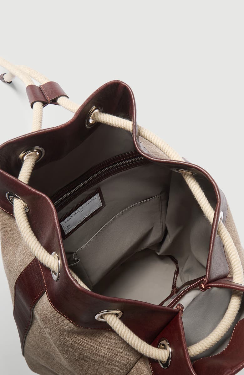 Brunello Cucinelli Water-resistant drawstring backpack, Alternate, color, Leather