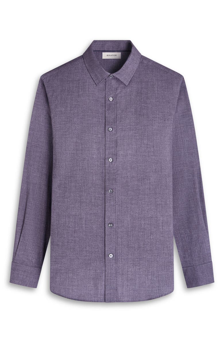 Bugatchi Julian Shaped Fit Brushed Mélange Button-Up Shirt, Alternate, color, Amethyst