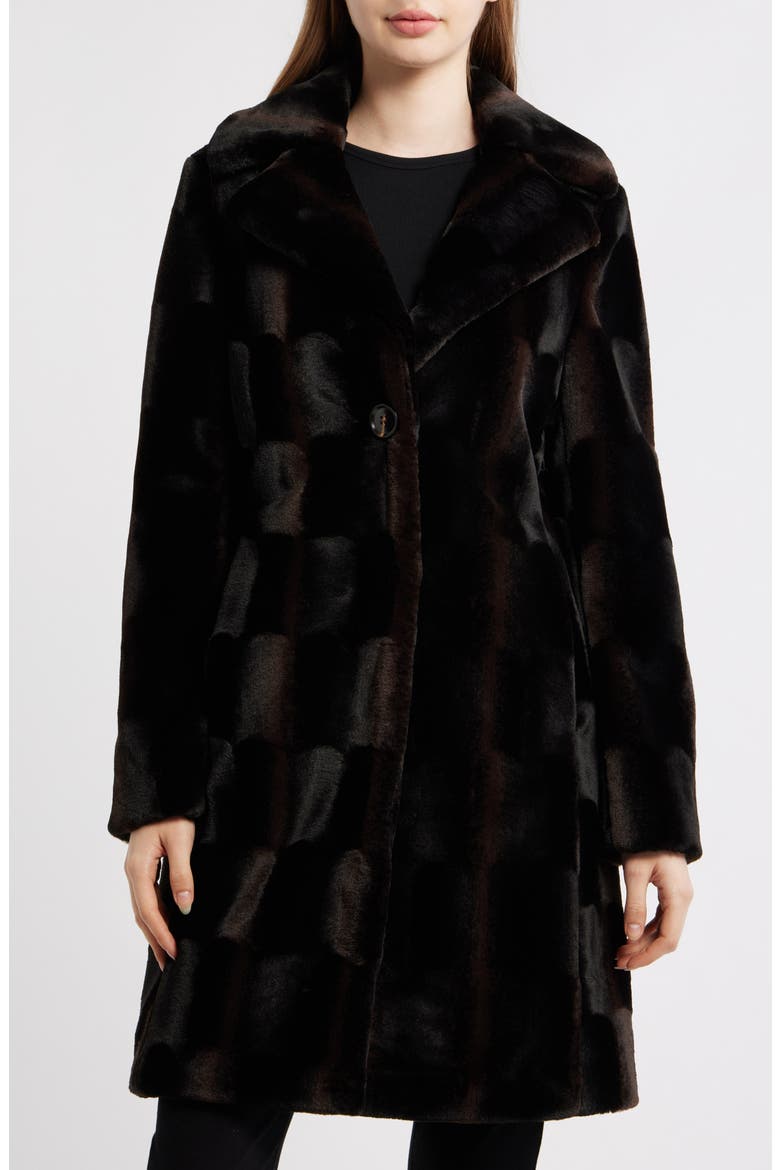 Reefer Faux Fur Longline Coat, Alternate, color, BLACK OMBR