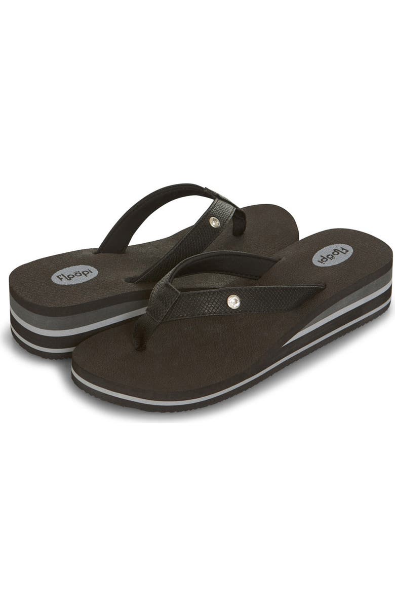 FLOOPI Flip Flop Wedge Sandal, Alternate, color, Black