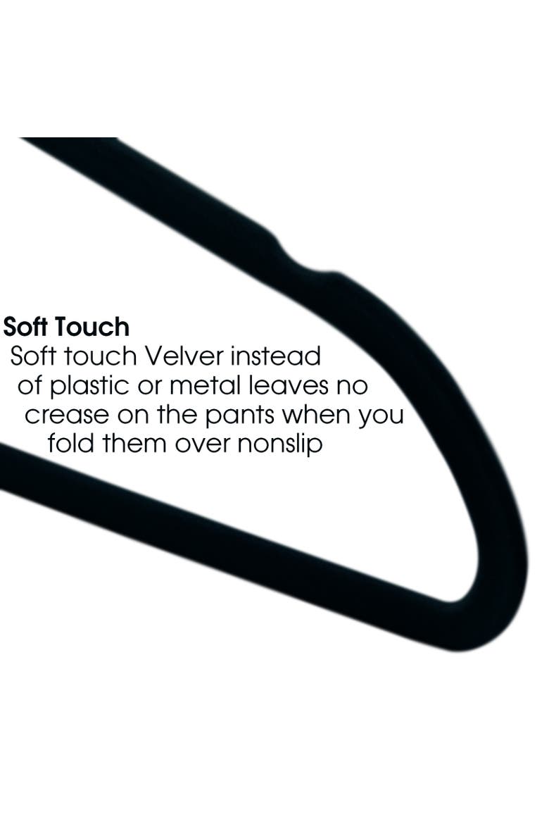 50 Piece Flocked Velvet Clothes Hangers with Stainless Steel Swivel Hooks, Alternate, color, Black