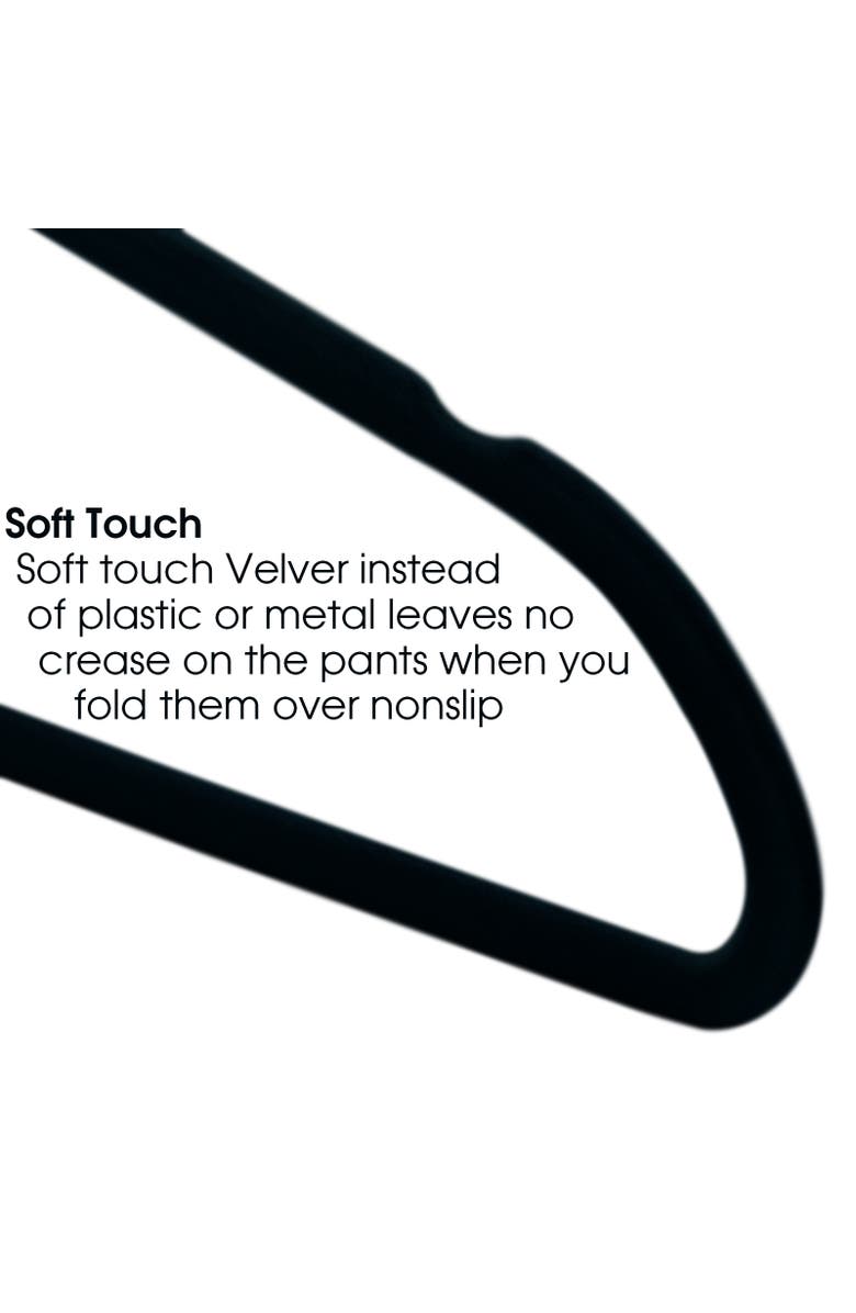 Elama Home 50 Piece Flocked Velvet Clothes Hangers with Stainless Steel Swivel Hooks, Alternate, color, Black