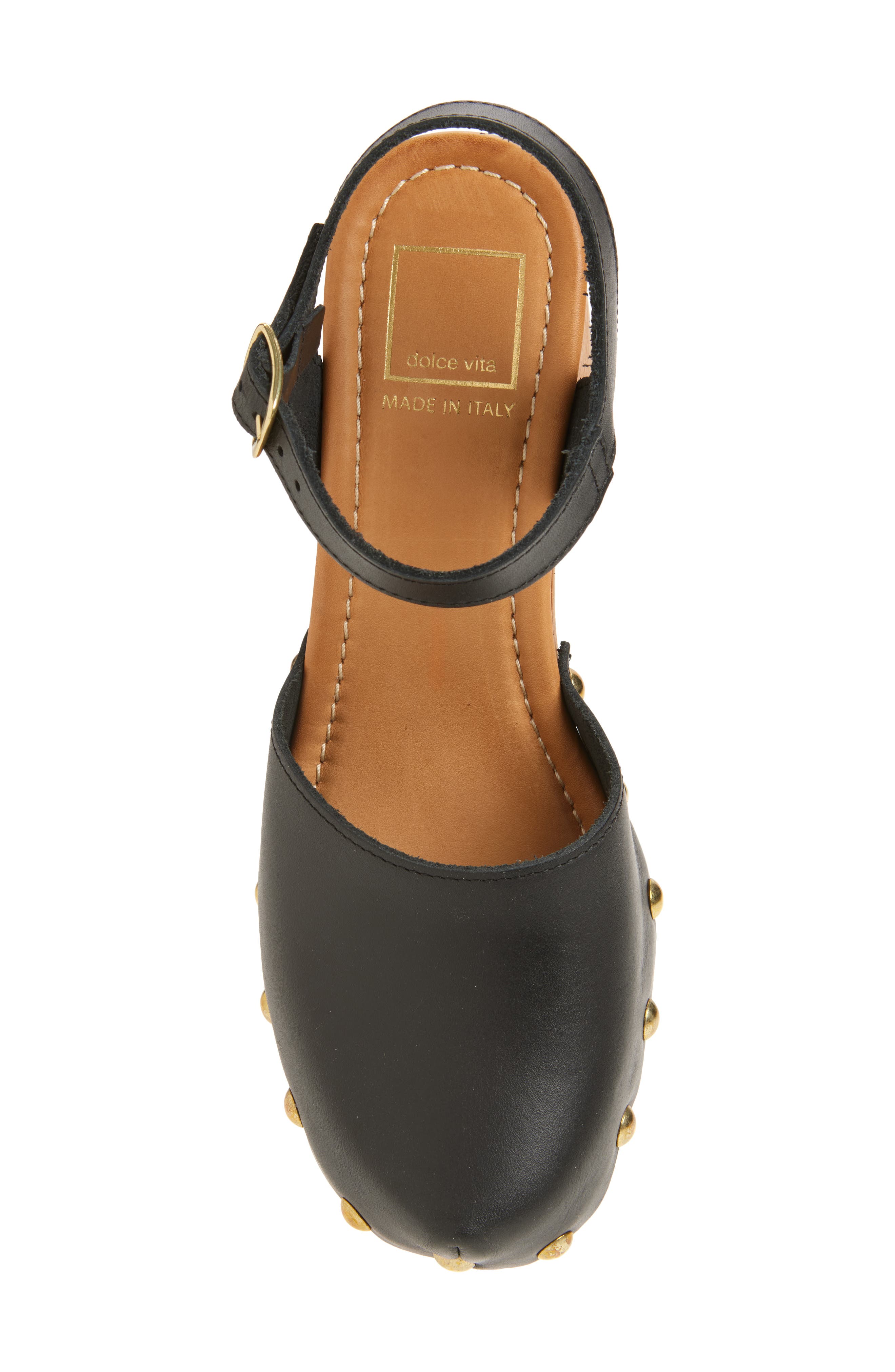 Dolce Vita Clover Ankle Strap Platform Clog, Alternate, color, Black Leather