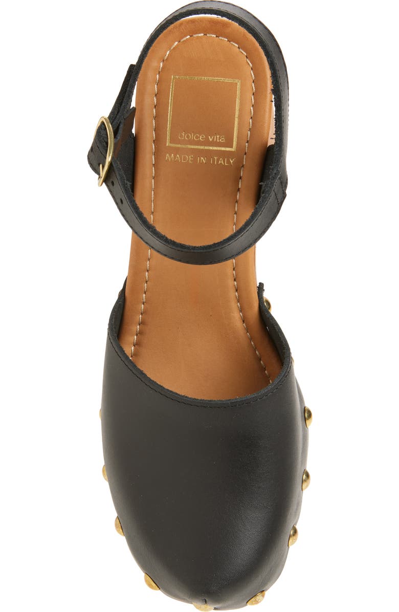 Dolce Vita Clover Ankle Strap Platform Clog, Alternate, color, Black Leather