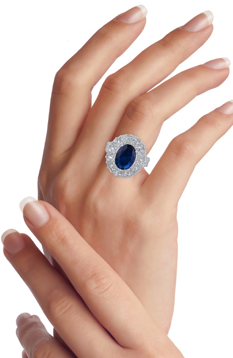 CZ by Kenneth Jay Lane Oval Cubic Zirconia Halo Ring, Alternate, color, 