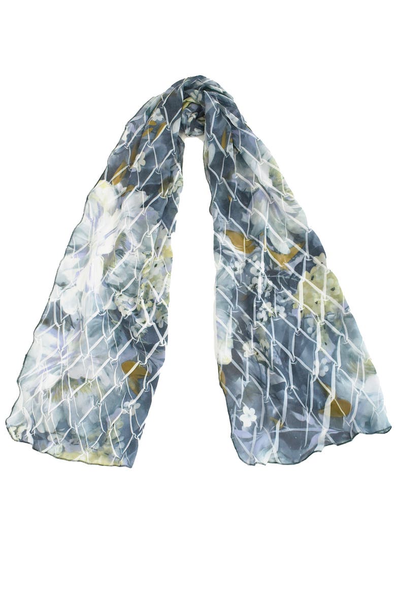 Floral Vines Chiffon Basket Weave Shawl, Main, color, Painted Petal