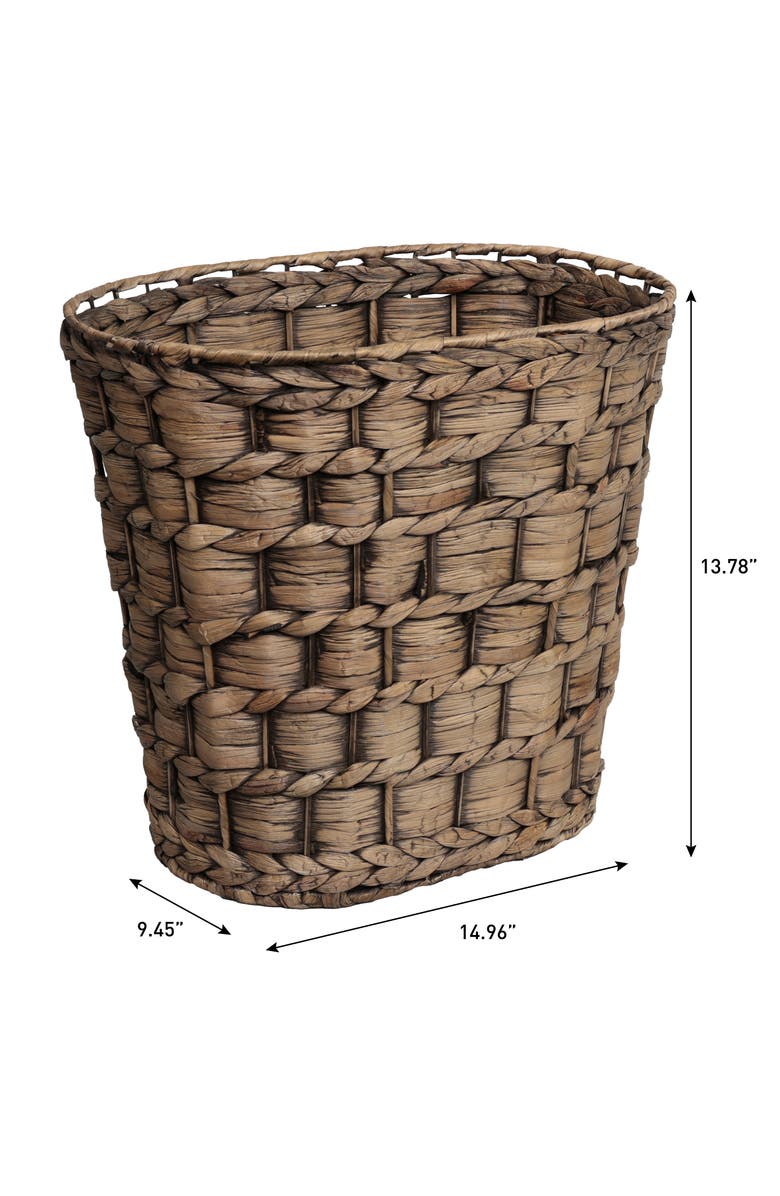 HAPPIMESS Miles Handwoven Water Hyacinth 4.5-Gallon Tapered Oval Wicker Watebasket, Alternate, color, Brown