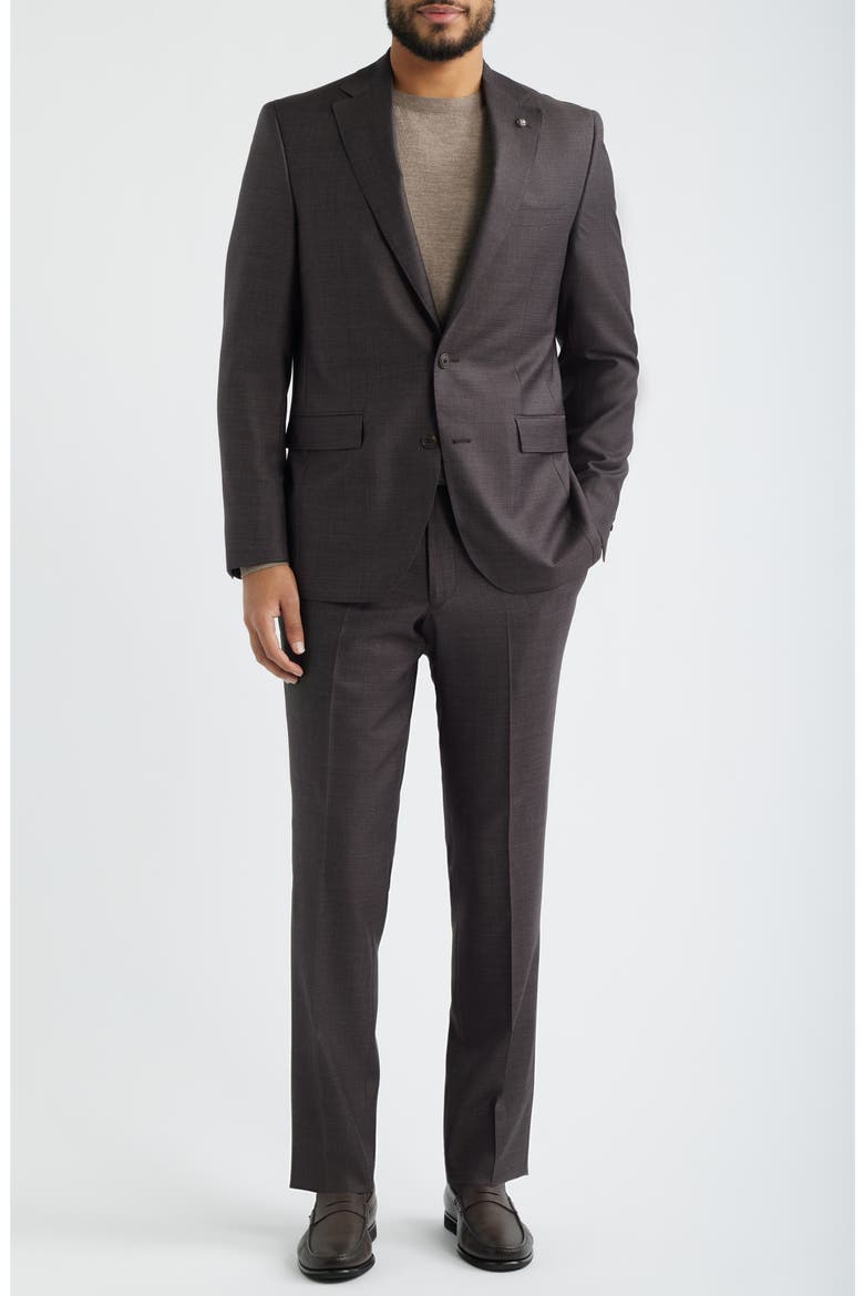 Esprit Contemporary Fit Brown Mélange Super 130s Wool Suit, Main, color, BROWN