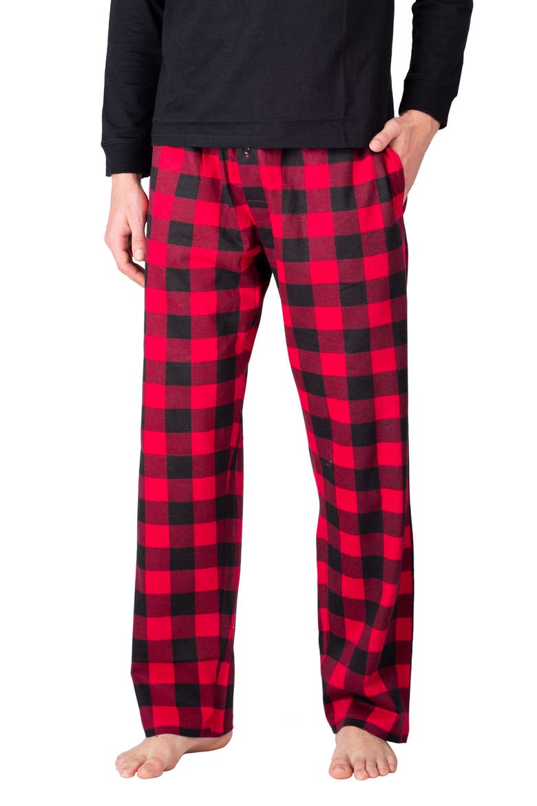 Knit Pajamas, Alternate, color, BLACK WITH BUFFALO CHECK