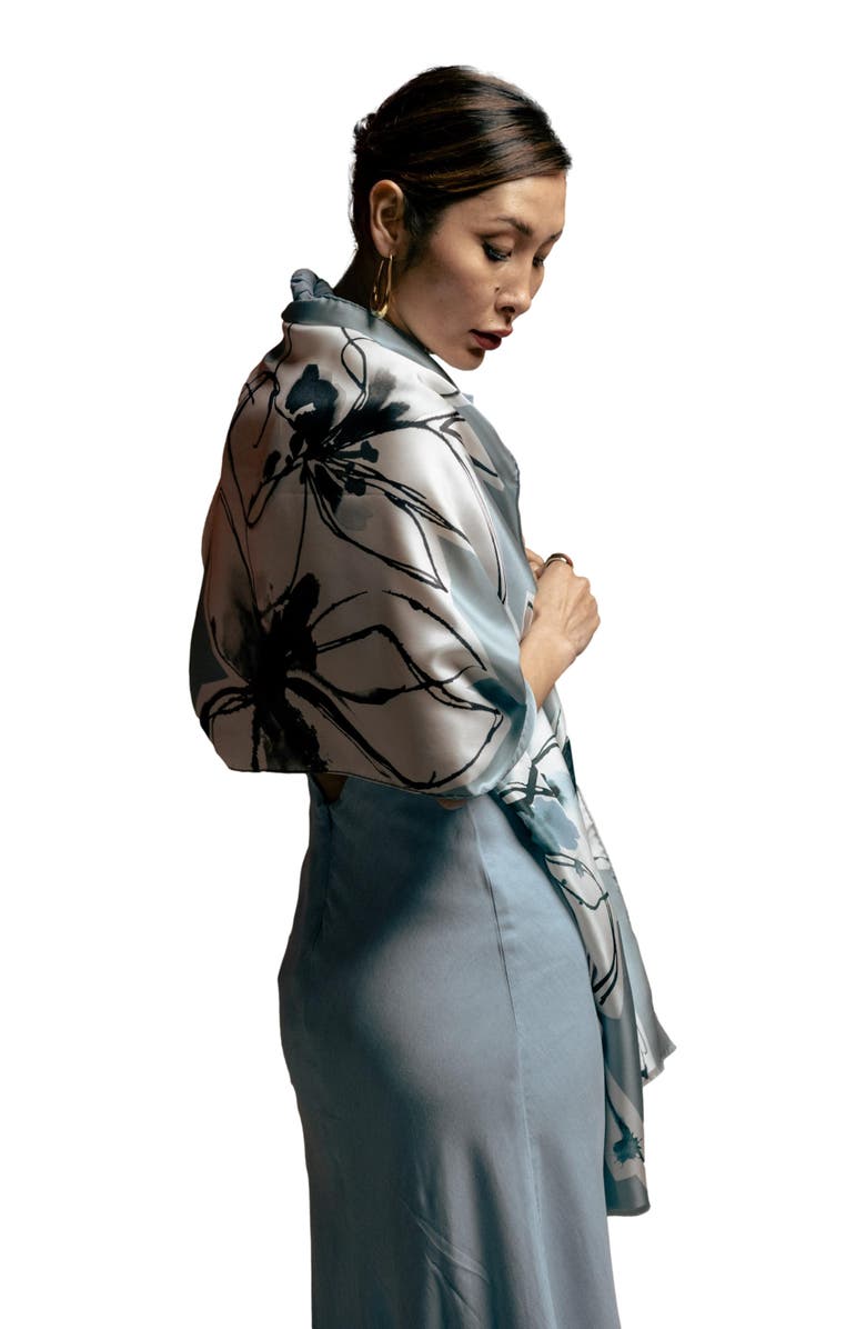 Elizabetta Mara - Long Silk Scarf for Women, Alternate, color, Dusty Blue