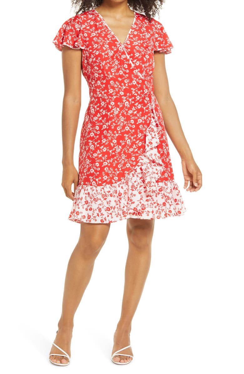 Vince Camuto Floral Faux Wrap Dress, Main, color,